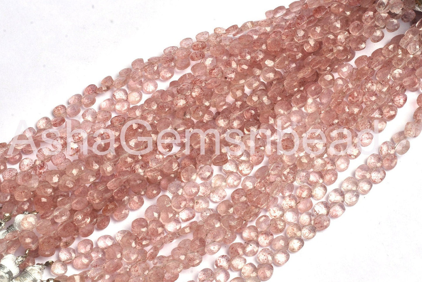 5 mm Beautiful Pink Strawberry Quartz Faceted Heart Shape Gemstone Beads, AAA Natural Strawberry Quartz Tiny Heart Briolette Beads Jewelry