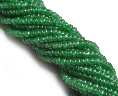 Beautiful Green Quartz Smooth Tiny Rondelle Shape Beads, Natural Quartz Plain Handmade Gemstone Beads, Fine Green Quartz Bead Jewelry Making