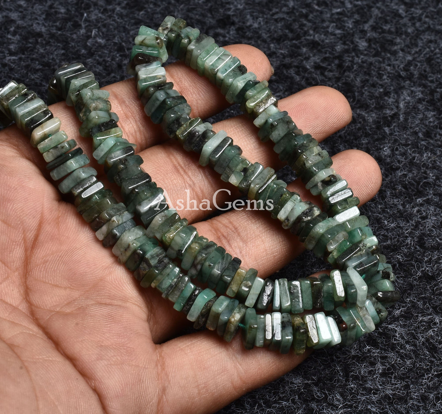 Natural Emerald Smooth Square Beads,15" Strand Heishi Smooth Bead,6-6.5mm Green Emerald Smooth Necklace Beads,Jewelry Crafts,Emerald Beads