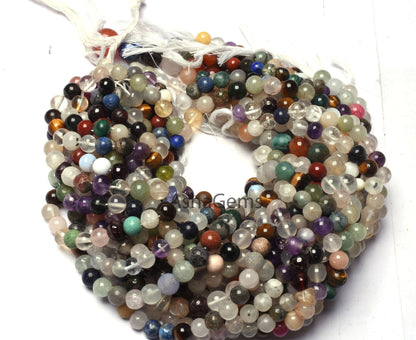 Mix Gemstone Multi Color Smooth Round Shape Beads,12" Strand Multi Disco Plain Round ball Beads Gemstone Beads For Jewelry Making Craft SALE