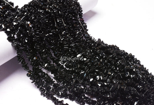 34" Strand Natural Black Onyx Uncut Chips Gemstone Beads Semi Precious Raw Rough Smooth Nugget Bead,AAA Black Onyx Bead Jewelry Making Craft