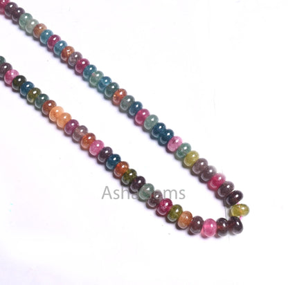 8 mm Beautiful Tourmaline Color jade Quartz Smooth Rondelle Beads,15" Fine Multi Color Shaded Tourmaline Quartz Gemstone Beads Jewelry Craft (AG 12318)