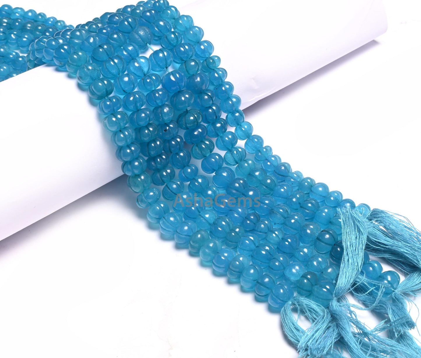 Beautiful Blue Quartz Carving Watermelon Beads, Blue Sapphire color Quartz Carved Pumpkin Bead Handmade Carve Rondelle Gemstone Bead Jewelry