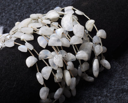 Natural rainbow Moonstone Fancy D Shape Gemstone Beads, Flashy White rainbow Moonstone Faceted Half Moon Briolette Beads Jewelry Craft Sale