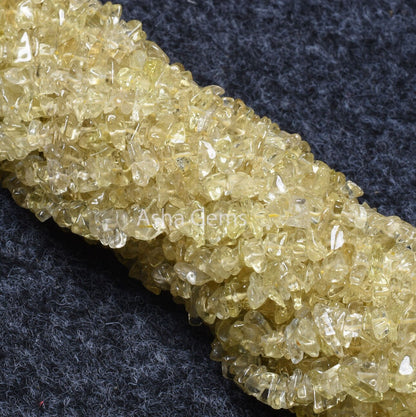 Natural Lemon Quartz Uncut Chip Beads,34" Strand Lemon Raw Rough Polish Tiny Uneven Beads Chip, Lemon Quartz Beads Jewelry Making Craft sale