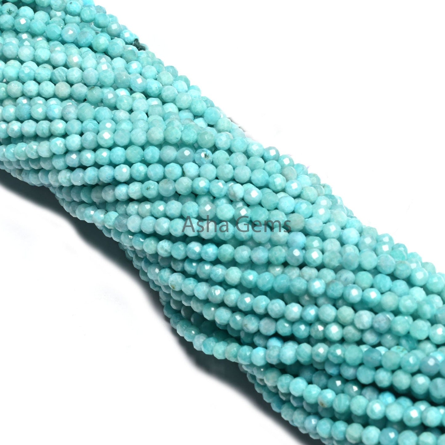3 mm Beautiful Blue Amazonite Micro Cut Faceted Rondelle Beads Natural Amazonite Machine Cut Beads,13" Fine Amazonite Beads Jewelry Crafts