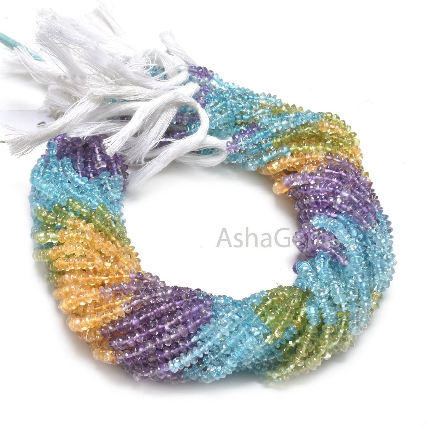4mm Multi Color Gemstone Smooth Button shape beads,12" AAA Shaded Mix Semi Precious Crystal Peridot Citrine handmade button Disco Bead Craft