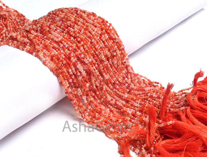 Beautiful Orange Carnelian Micro Faceted Beads,2 mm, Natural Carnelian Rondelle Shape Micro Cut Bead, Carnelian Shaded Beads, Jewelry Making