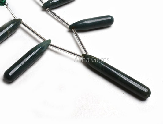 Natural Green Agate Fancy Pencil Shape Long Drop Beads,8.5x31-9x55mm Agate Side Drill Teardrop Briolette Gemstone Agate Bead Handicraft SALE