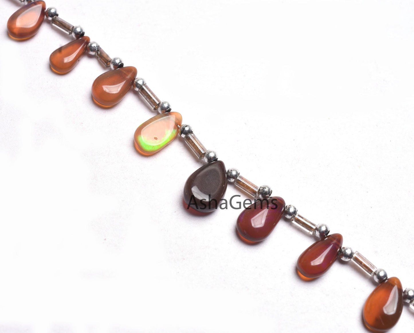 Genuine Ethiopian Opal Flashy Fire Gemstone Teardrop Beads, Shaded Brown Ethiopian Smooth Pear Shape Beads, Ethiopian Bead For Jewelry SALE