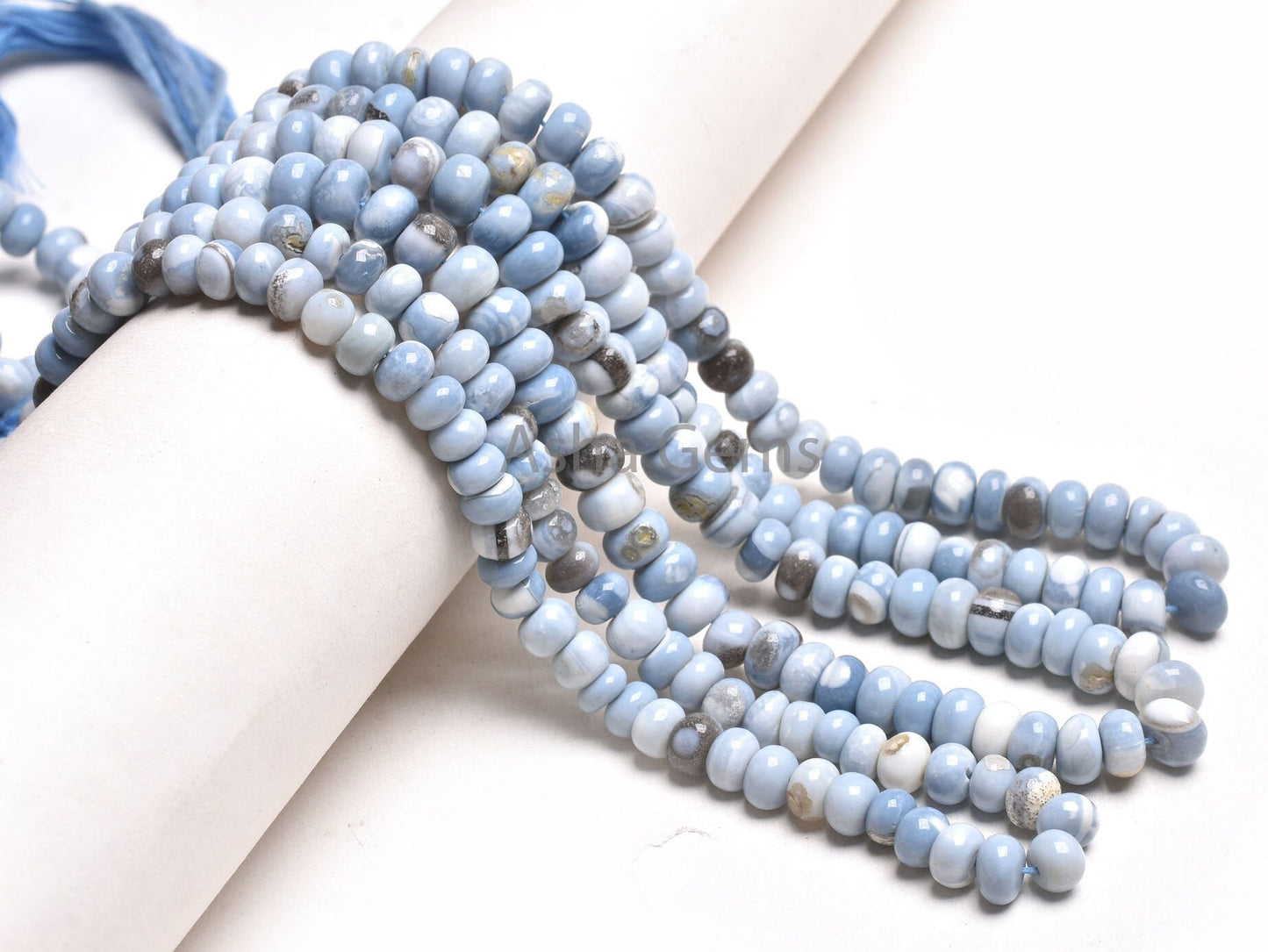 Beautiful Blue Boulder Opal Smooth Rondelle Shape Gemstone Beads, Blue Opal Beads Strand Boulder Opal Plain Handmade Loose Bead Jewelry SALE