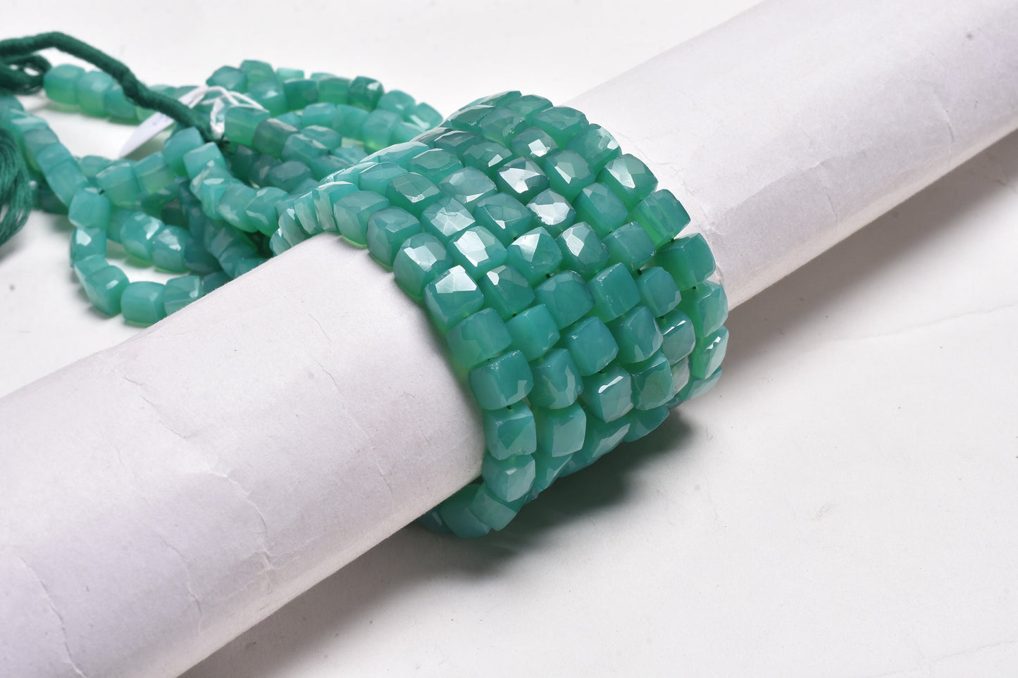 Beautiful Green Onyx 3D Cube Box Shape Gemstone Beads,8" Green Onyx Faceted Cube Beads, Onyx Indian Cut Box Bead For Jewelry Handicraft SALE