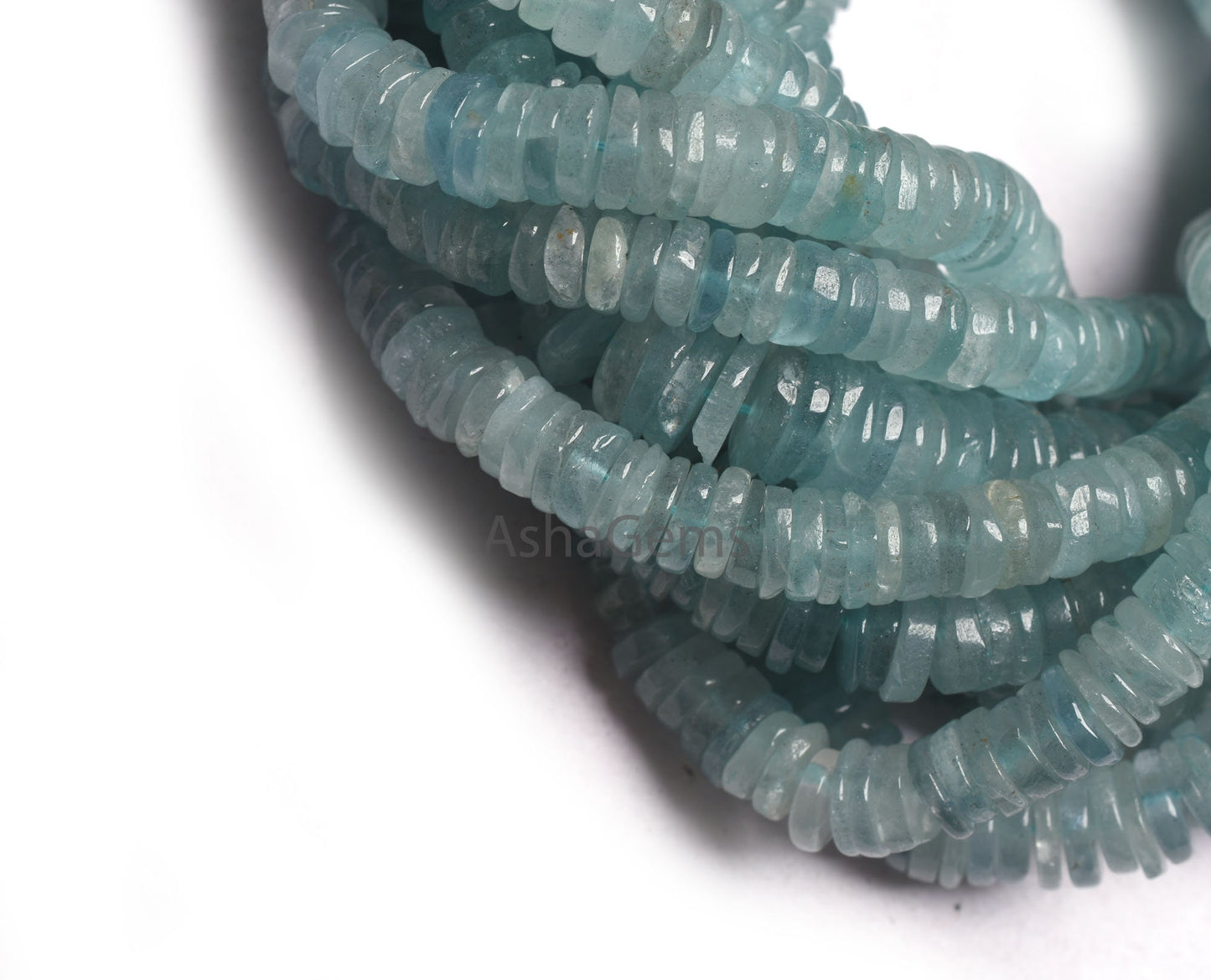 Beautiful Blue Aquamarine Tyre Shape Gemstone Beads, Natural aquamarine Beads, Aquamarine Smooth heishi Tyre Beads Handmade Wheel Beads SALE