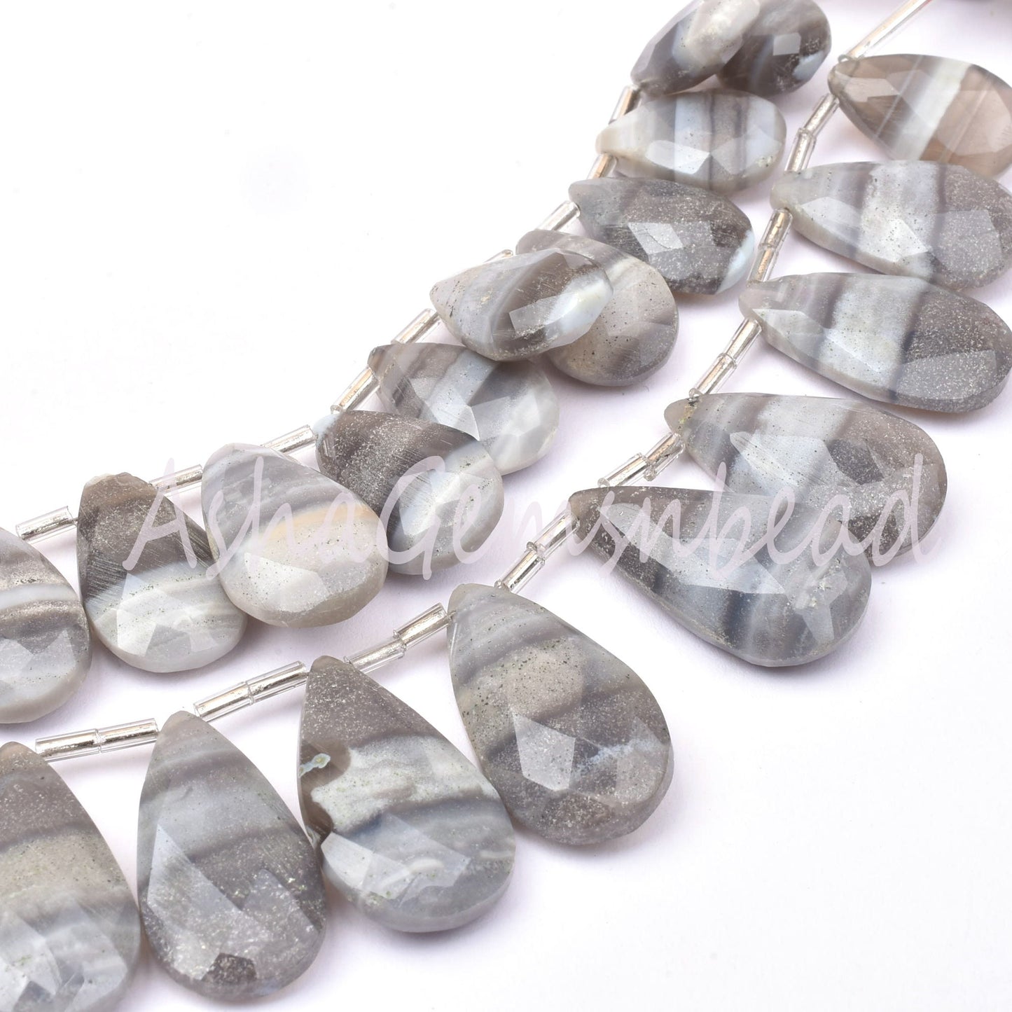 Grey Banded Agate Faceted Pear Shape Beads ,Boulder Agate Teardrop Gemstone Bead Faceted Briolette, Agate Beads Fancy Jewelry Craft Jewelry
