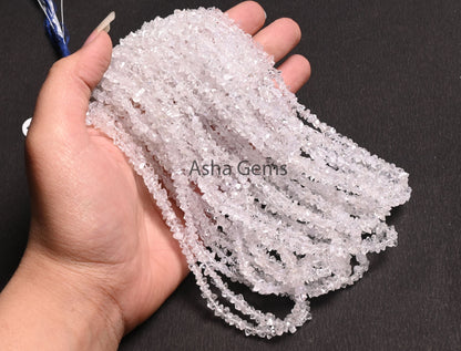 White Herkimer Diamond Uneven Nugget Gemstone Beads,4-6 mm Diamond Quartz Polish Rough Raw Drill Beads, Herkimer Diamond Bead Jewelry Craft
