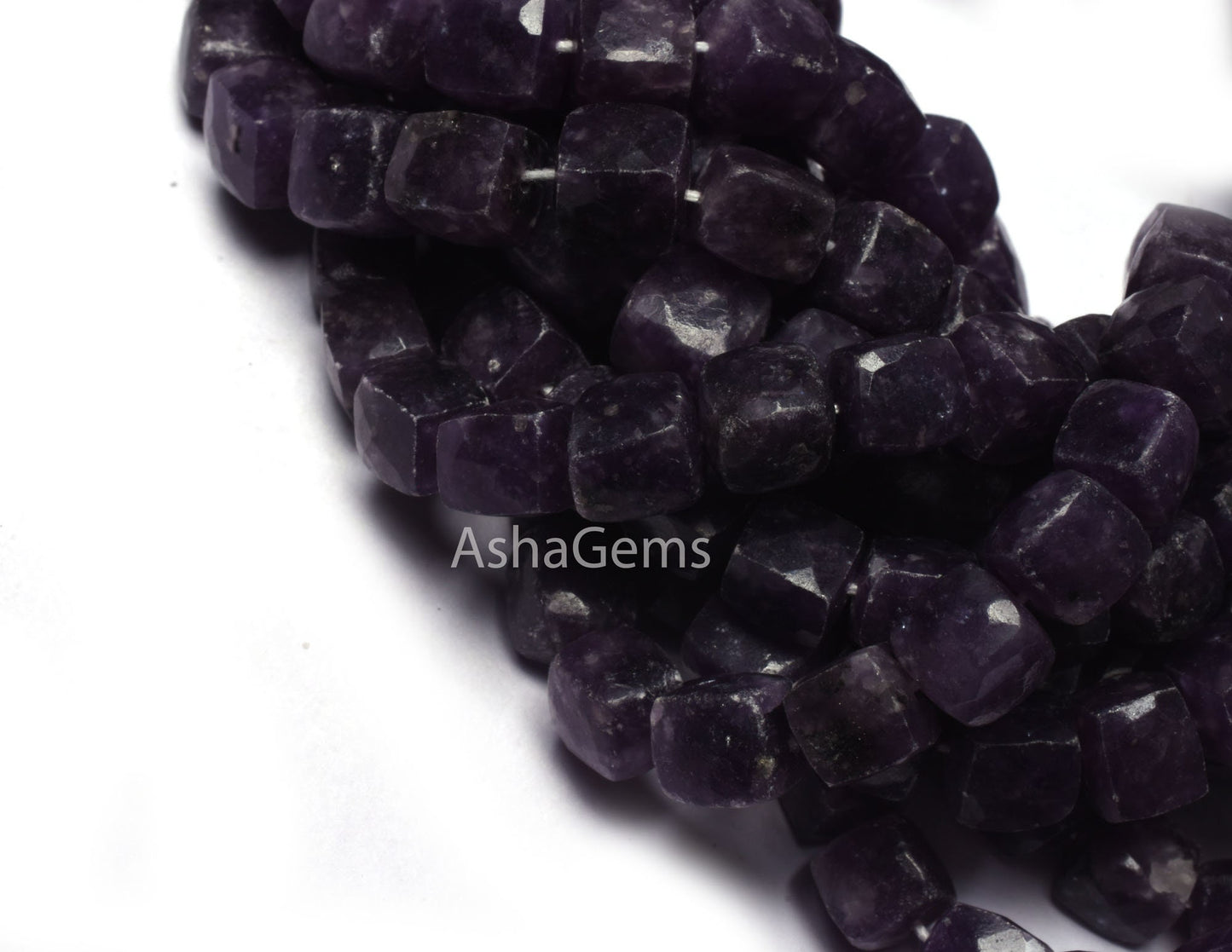 Natural Purple Lepidolite Faceted Cube Box Beads,8" Strand Lepidolite 3D Cube Gemstone Beads, Lepidolite Beads For Jewelry making Craft SALE