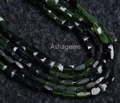 Beautiful Serpentine Fancy Chiclet Shape Beads,10"  Natural Shaded Green Serpentine Faceted rectangle Beads Jewelry Briolette Gemstone Sale