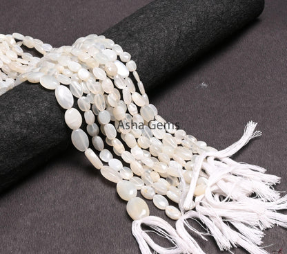 Natural White Moonstone Smooth Oval Shape handmade beads,12.5" Fine Moonstone Plain Oval Straight Drill Moonstone Beads Jewelry Making Craft