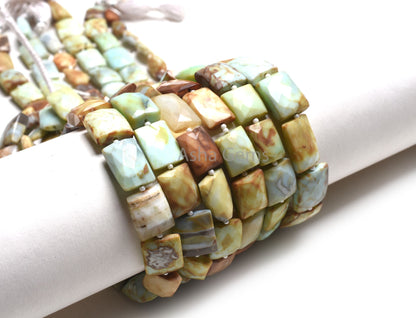 Peruvian Boulder Opal Faceted Rectangle Shape Beads, Boulder Opal Indian Cut Fancy Straight Drill Bead Opal Jewelry Making Handicraft SALE