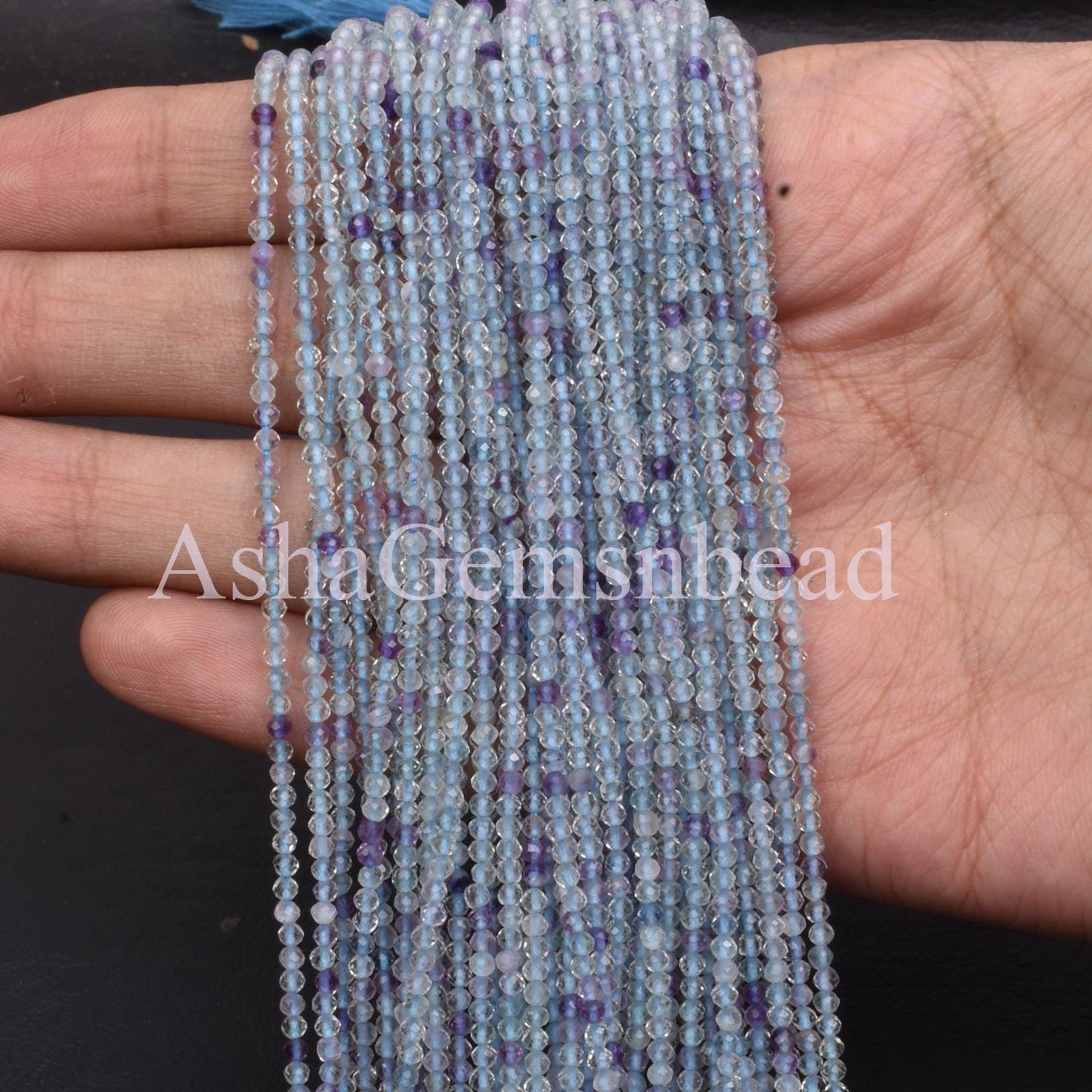 2.5mm Fine Quality Blue Fluorite Micro Cut Faceted Rondelle Gemstone Beads, Natural Fluorite Machine Cut Beads for Jewelry Making Craft SALE