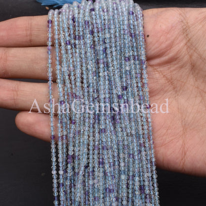 2.5mm Fine Quality Blue Fluorite Micro Cut Faceted Rondelle Gemstone Beads, Natural Fluorite Machine Cut Beads for Jewelry Making Craft SALE