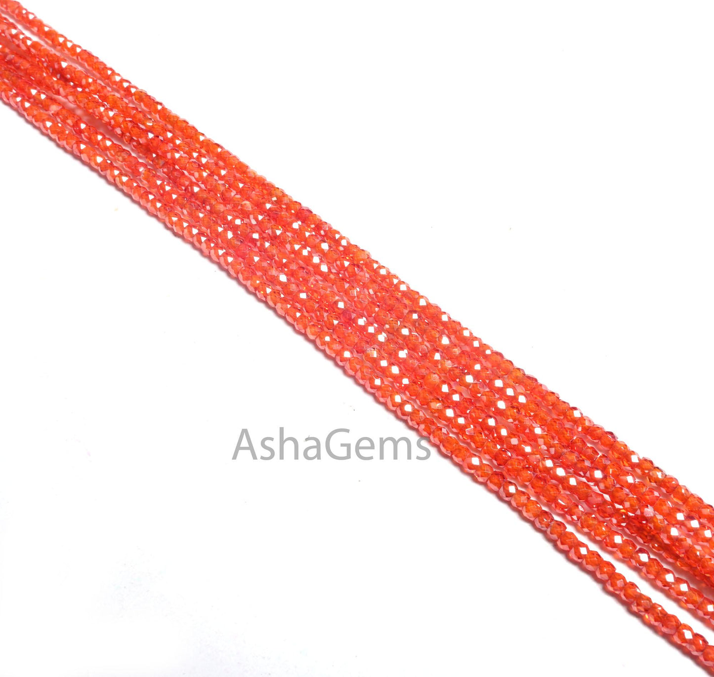 13.5" Strand AAA Quality Orange Zircon Micro Cut Tiny faceted beads,2.5 mm Dark Orange Cubic Zircon Machine Cut Rondelle Beads Jewelry Craft