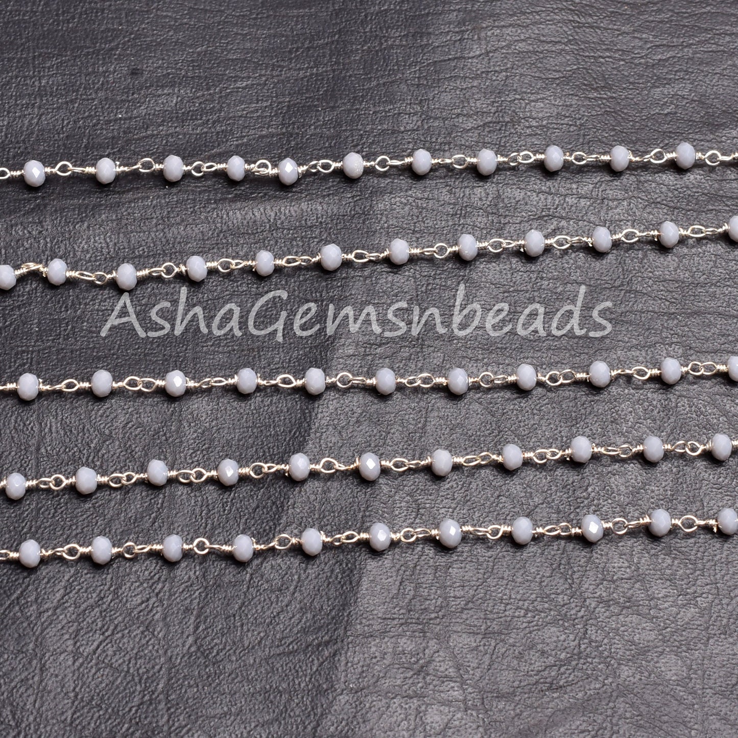 Grey Moonstone Hydro Rondelle Faceted Beads Rosary Chain Silver Plated Wire Wrap Jewelry Making Chains 3-3.5mm Bulk Roll Chain Necklace SALE