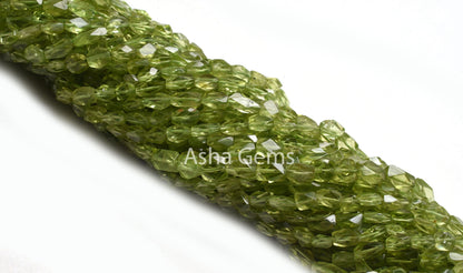 Beautiful Green Peridot faceted Oval Shape Beads,13" Strand Peridot Oval Briolette Straight Drill Gemstone Handmade Beads Handicraft Jewelry
