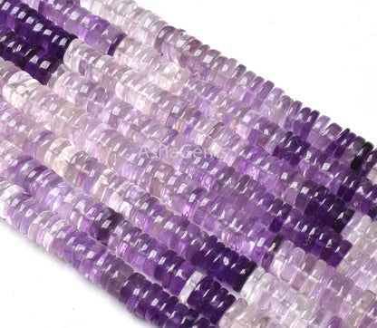 AAA Quality Shaded African Amethyst Smooth Tyre Shape Beads,7 mm Natural Purple Amethytst Plain Heishi Tyre Beads,Amethyst Bead Jewelry Sale