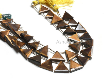Beautiful Tiger Eye Trillion Shape Faceted Beads,13-15mm Natural Tiger Eye Fancy Side Drill Triangle Gemstone Bead Jewelry making Craft SALE