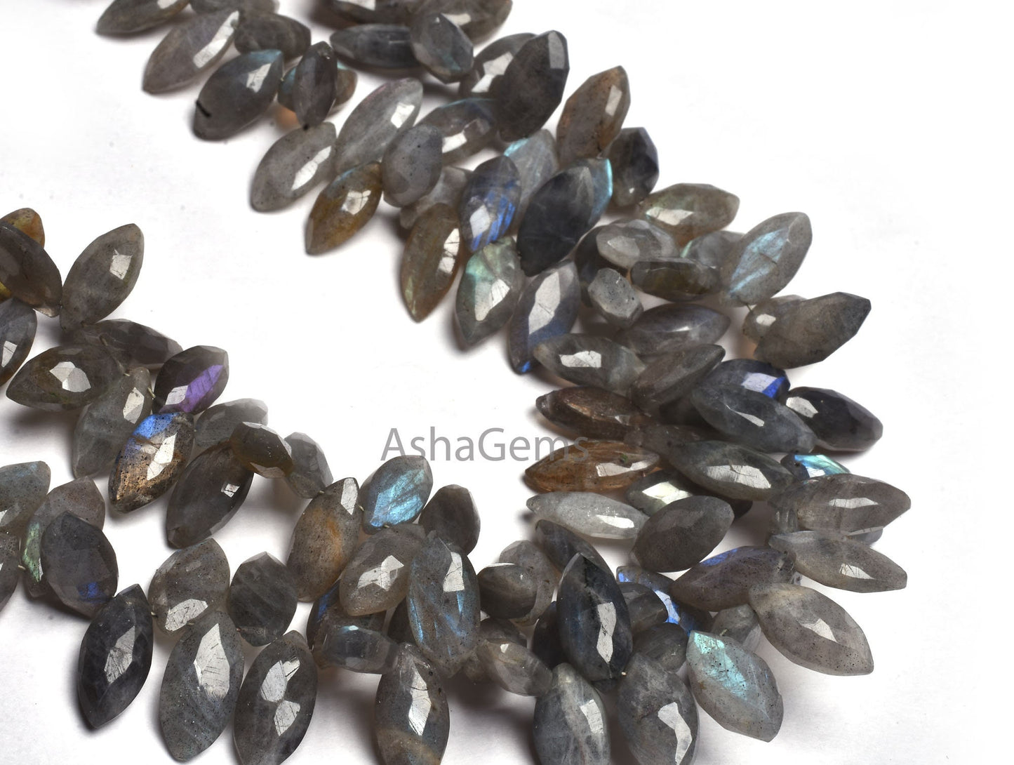 Natural Labradorite Faceted Marquise Shape Gemstone Beads,8.5"Strand Multi Fire Labradorite Bead, Black rainbow Marquise Briolette Bead SALE