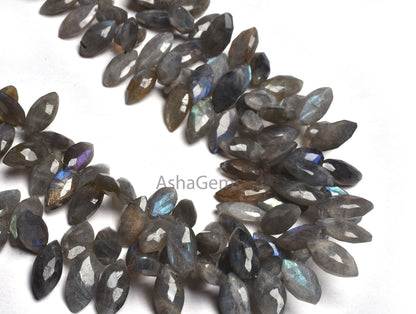 Natural Labradorite Faceted Marquise Shape Gemstone Beads,8.5"Strand Multi Fire Labradorite Bead, Black rainbow Marquise Briolette Bead SALE
