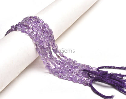 Natural Amethyst Smooth Handmade Oval Shape Gemstone Beads,13" Purple Blue Amethyst Uneven Oval Nugget Beads, African Amethyst Bead Jewelry