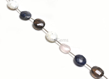 Beautiful Mix Gemstone Faceted Coin+3Piece Rose Quartz Oval Beads, Multi Color Stone Briolette Straight Drill Bead Jewelry Making Craft SALE