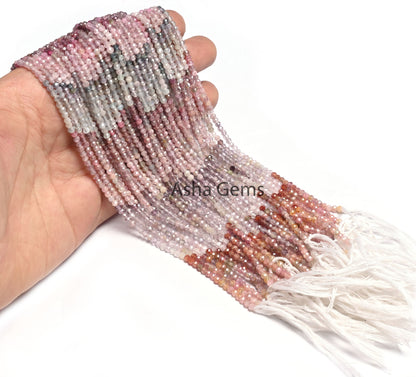 Real Multi Spinel Machine Cut Faceted Gemstone Tiny Beads,2.8 mm natural Spinel Micro Cut Rondelle Beads, Shaded Spinal Beads Jewelry Crafts