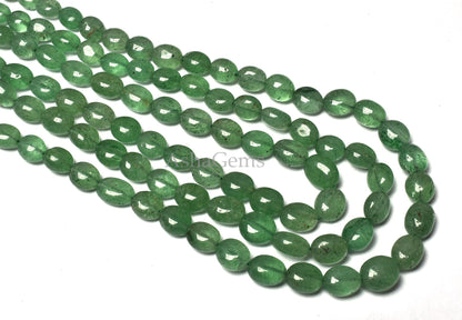 Beautiful Green Strawberry Smooth Oval Shape Gemstone Beads 17-21" Graduated Necklace AAA Green Strawberry Handmade Plain Oval Beads Jewelry