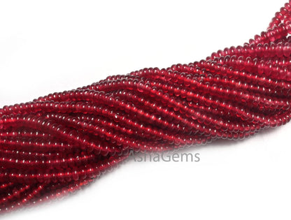 AAA Quality Red Jade Quartz Smooth Rondelle Beads,3.5, 4.5 mm Red Jade handmade Gemstone Beads, Jade Quartz Beads Jewelry Making Craft SALE