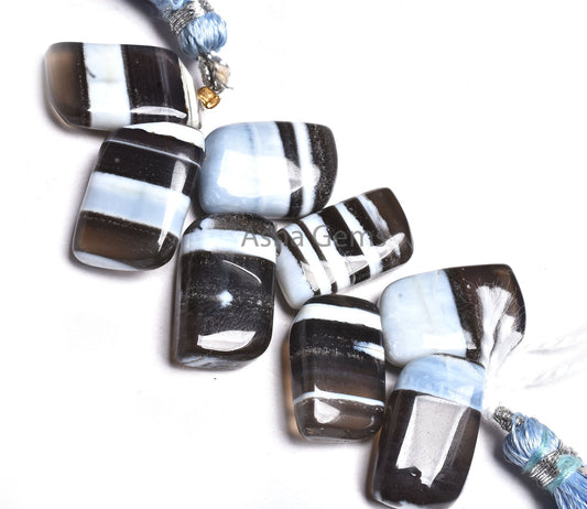 Beautiful Blue Boulder Opal Fancy Wave Shape Gemstone Beads, Boulder Opal smooth Side Drill Fancy Beads, Blue Opal Beads Jewelry Craft SALE