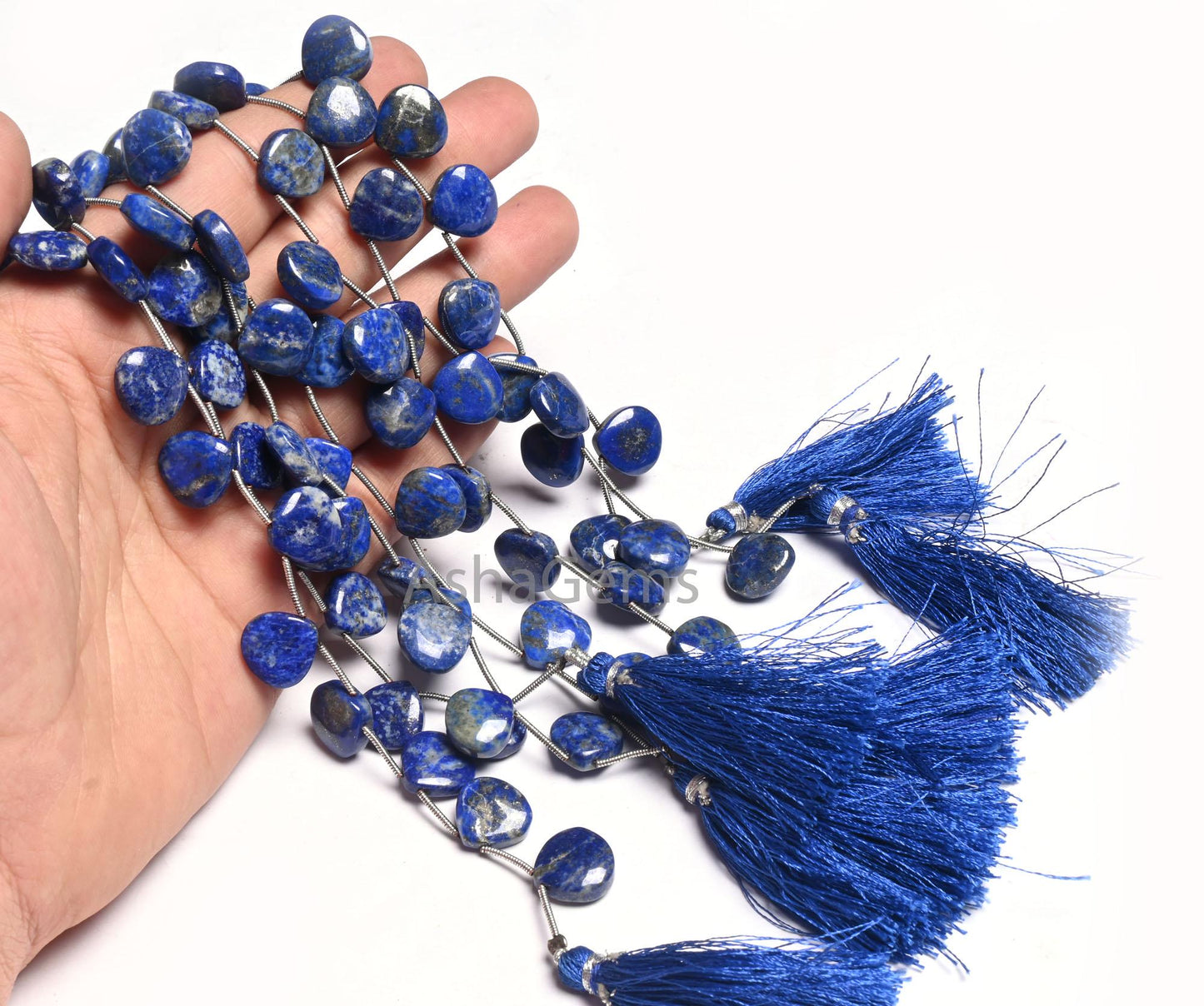 Beautiful Blue lapis Lazuli Smooth Heart Shape Beads, Natural Lapis Plain handmade Heart Side Drill Gemstone lapis Bead Jewelry making Craft