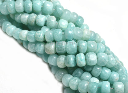 Beautiful Amazonite Smooth Rondelle Beads,7" Natural Blue Amazonite Handmade Roundelle Gemstone Loose Bead, Fine Amazonite Bead Jewelry SALE (AG 12140 )