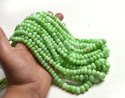 6.5-11 mm Green Opal Smooth Rondelle Beads, Mint Green Opal Plain Handmade Loose Gemstone Beads, Green Opal Beads Jewelry Making Craft SALE