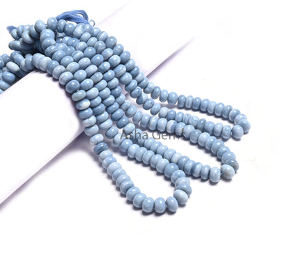 Beautiful Blue Oregon Opal Smooth Rondelle Beads Gemstone,8/16" Strand Fine Quality Blue Opal Plain Handmade Beads Opal Jewelry Makings SALE