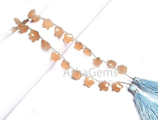 11 mm Beautiful Chalcedony Faceted Star Carving Beads, Shaded Gray Brown chalcedony Fancy Star Shape Carved handmade Gemstone Beads Jewelry