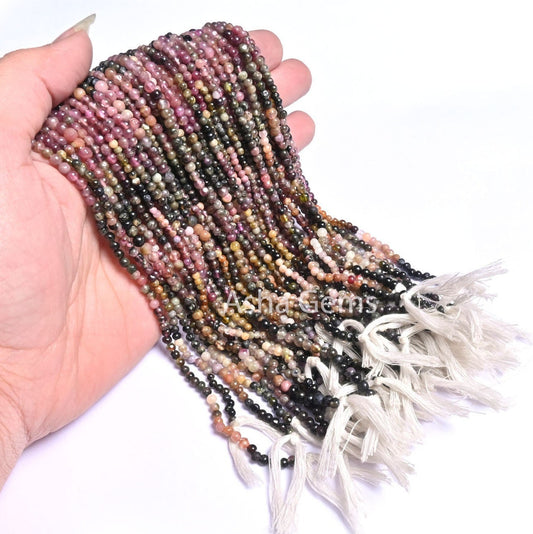 Natural Multi Tourmaline Smooth Round Shape Gemstone Beads,15" Strand Tourmaline Round ball Bead, Tourmaline Beads Jewelry Making Craft SALE