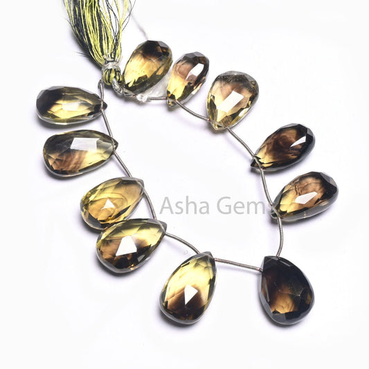 Natural Bio Lemon Quartz faceted Pears Shape Beads,15x22-16x25mm AAA Bio Lemon Briolette Teardrop Side Drill Gemstone Bio Lemon Bead Jewelry