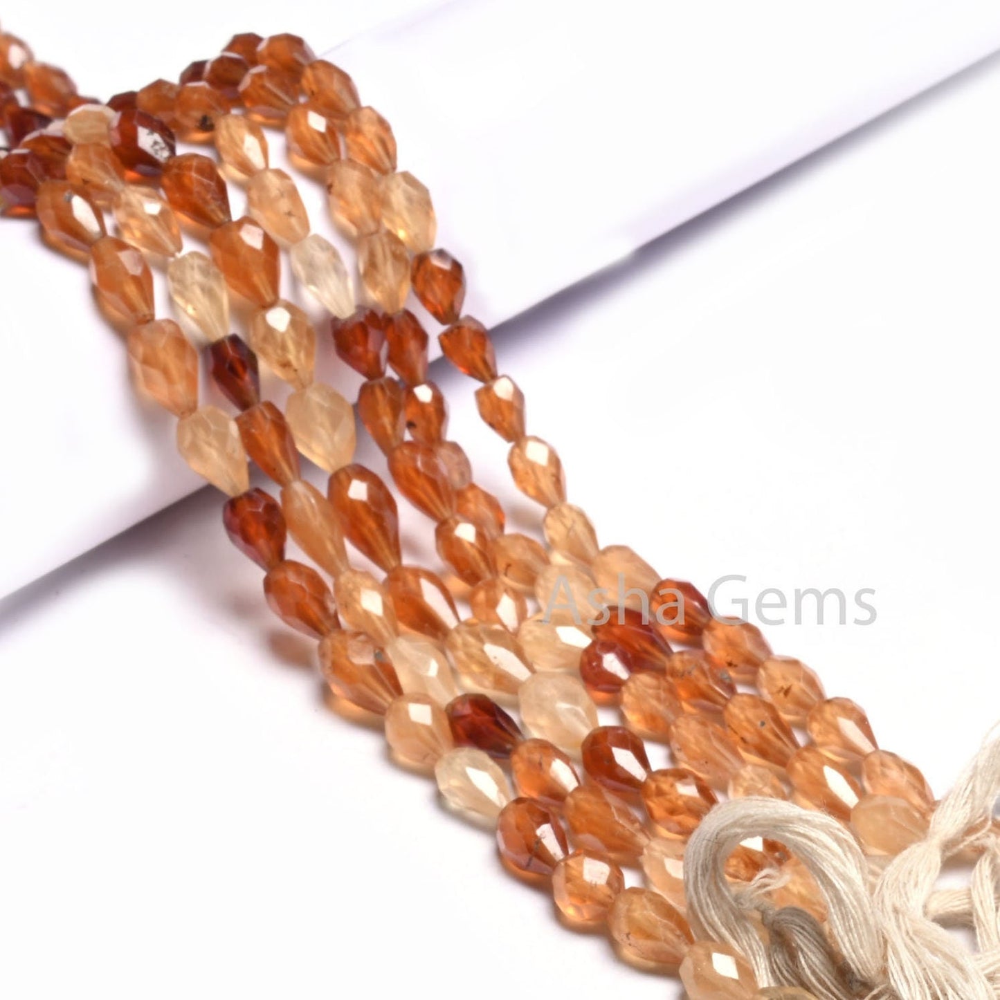 Beautiful Hessonite Garnet Faceted Drops Beads, Natural Hessonite Shaded Teardrop Straight Drill Gemstone garnet Beads Jewelry Makings Craft (AG 18491)