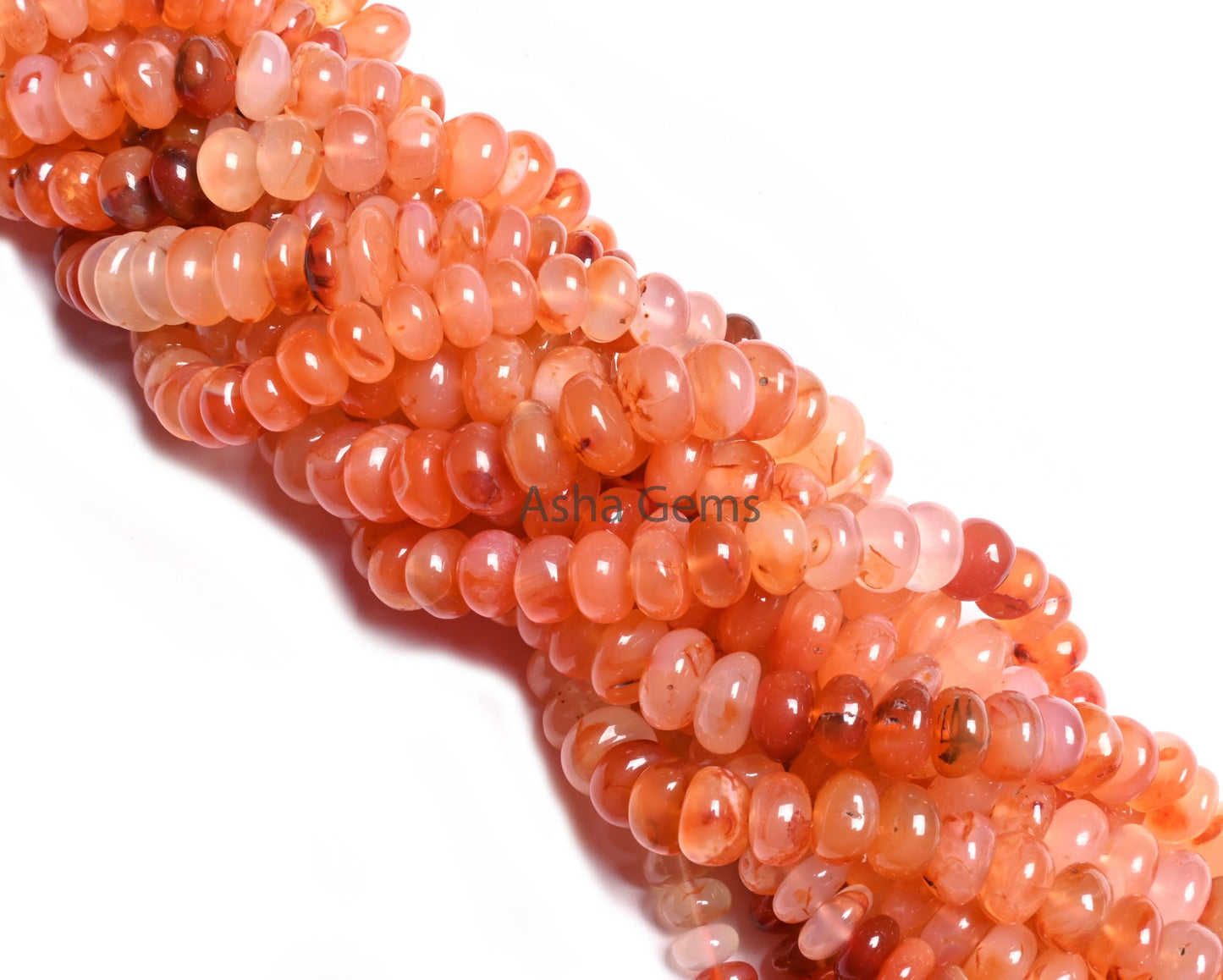 Natural Carnelian Smooth Rondelle Shape Beads,10" Shaded Red Orange Carnelian Plain Handmade Gemstone Loose Bead Carnelian Bead Jewelry SALE