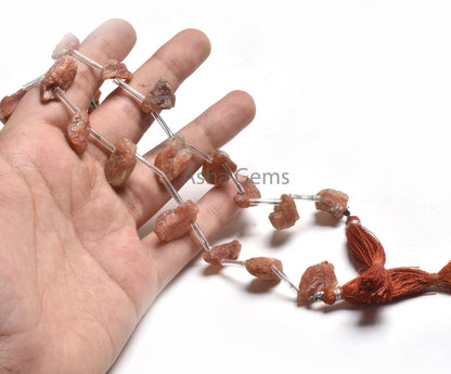 Beautiful Sunstone raw Rough Gemstone Beads, Natural Sunstone Uneven Slice Side Drill Beads Healing Crystal, Raw Mine Beads Jewelry makings