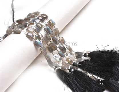 Natural Fire Labradorite Faceted Rectangle Gemstone Beads Flashy Labradorite Fancy Chicklet Shape Briolette Straight Drill Bead Jewelry SALE