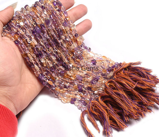 Beautiful Ametrine Smooth Nugget Shape Gemstone Loose Beads,5-9mm Natural Ametrine Plain Handmade Tiny Pebble Nugget Bead Jewelry Craft SALE